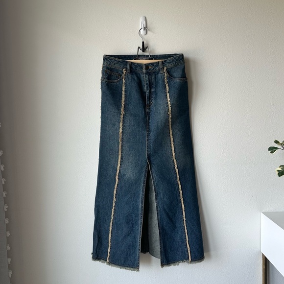 JOUER AUX ECHECS Denim front slit long skirt size 4 - Picture 1 of 13
